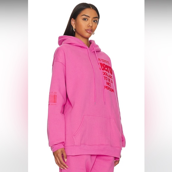 NWOT sweatshirt It costs 0$ to be a nice person" pink hoodie - Picture 4 of 5